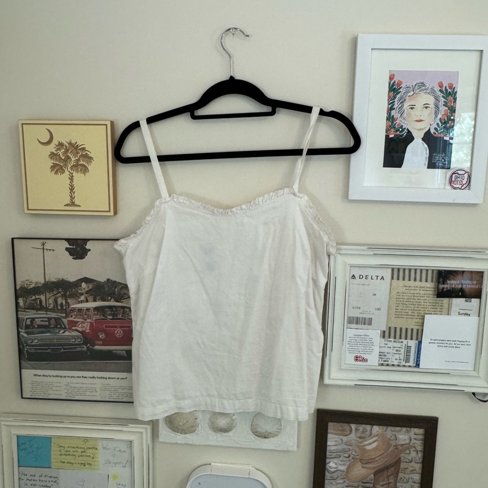 GAP White Camisole with Ruffle Trim